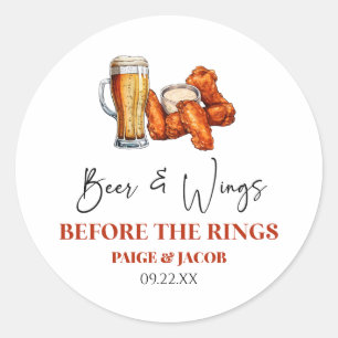 Beer and Wings Before The Wings Rehearsal Dinner Classic Round Sticker