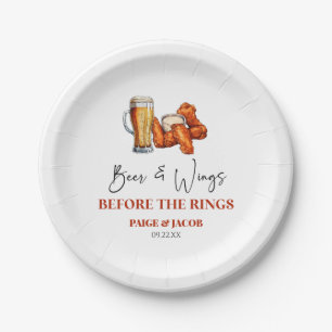 Beer and Wings Before The Wings Rehearsal Dinner Paper Plate