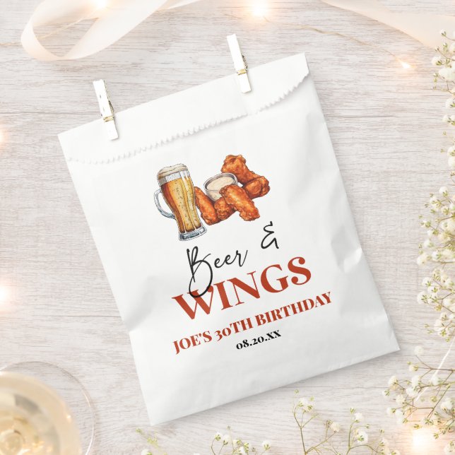Beer and Wings Birthday Party Favour Bags (Clipped)