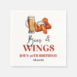Beer and Wings Birthday Party Napkin