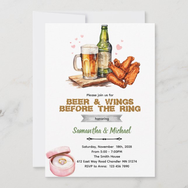 Beer And Wings Couples Shower Invitation (Front)