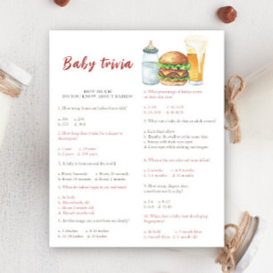 Beer baby shower - Baby Trivia Game