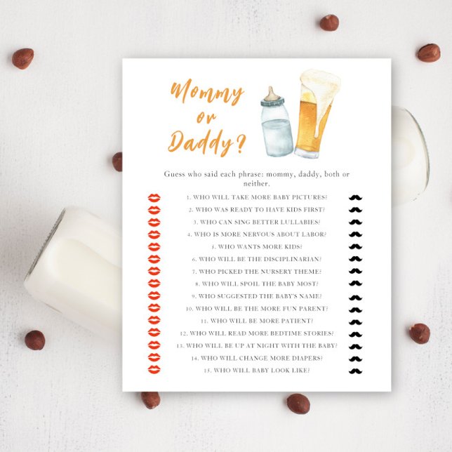 Beer baby shower - mummy or daddy game (Creator Uploaded)