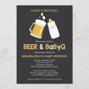 Beer & BabyQ Baby Shower Invitation, Bbq Invite