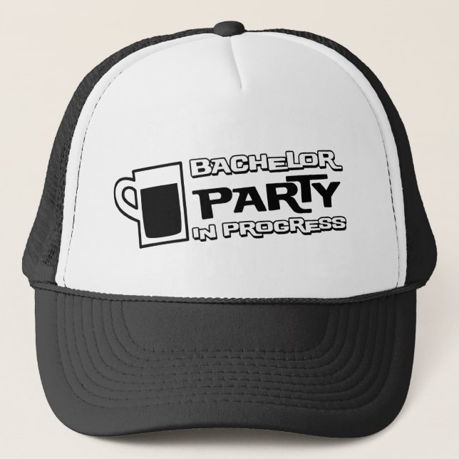 Beer Bachelor Party in Progress Trucker Hat (Front)