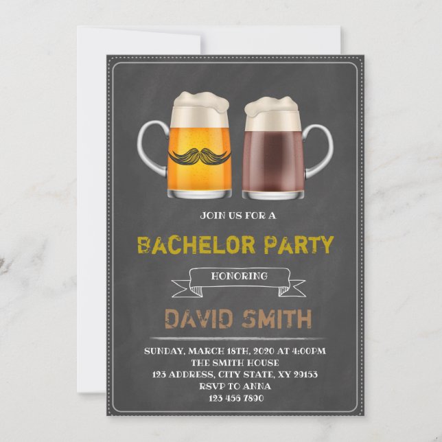 Beer bachelor party invitation (Front)