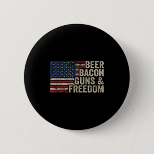 Beer Bacon Guns & Dom - Bbq Vintage Usa Flag D 6 Cm Round Badge