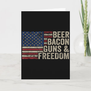 Beer Bacon Guns & Dom - Bbq Vintage Usa Flag D Card