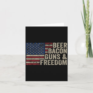 Beer Bacon Guns & Dom - Bbq Vintage Usa Flag D Card