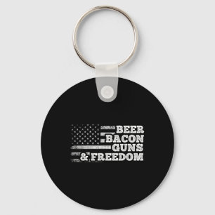 Beer Bacon Guns And Freedom American Flag Key Ring