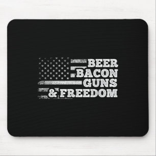 Beer Bacon Guns And Freedom American Flag Mouse Mat