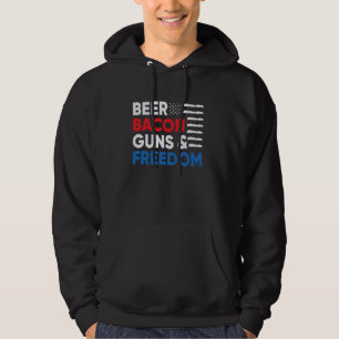 Beer Bacon Guns Freedom American Flag 4th Of July Hoodie