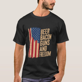 Beer Bacon Guns & Freedom BBQ For Men Barbecue T-Shirt