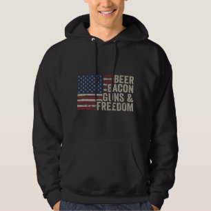 BEER BACON GUNS & FREEDOM - BBQ Vintage USA Flag D Hoodie