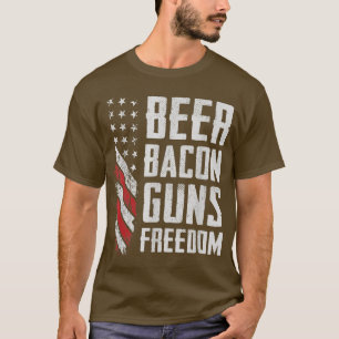 Beer Bacon Guns Freedom USA BBQ American Flag Dri T-Shirt