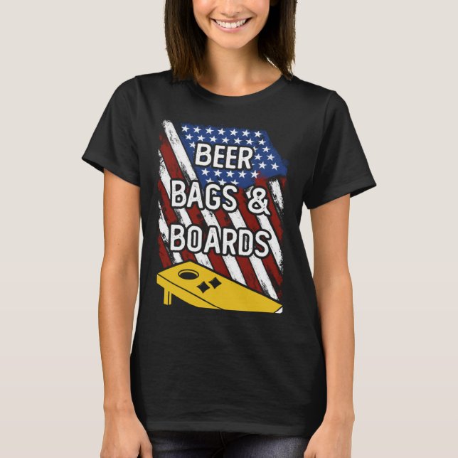 Beer Bags And Boards American Cornhole Player USA  T-Shirt (Front)