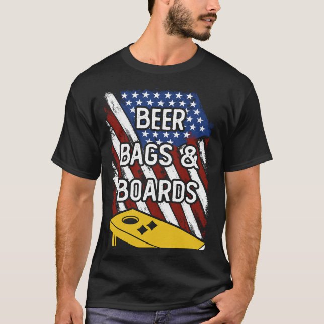 Beer Bags And Boards American Cornhole Player USA  T-Shirt (Front)