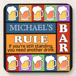 BEER Bar Pop Art CUSTOM NAME coasters