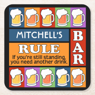 BEER Bar Pop Art custom name coasters