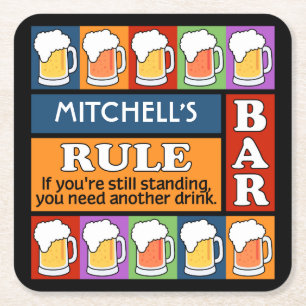 BEER Bar Pop Art custom name coasters