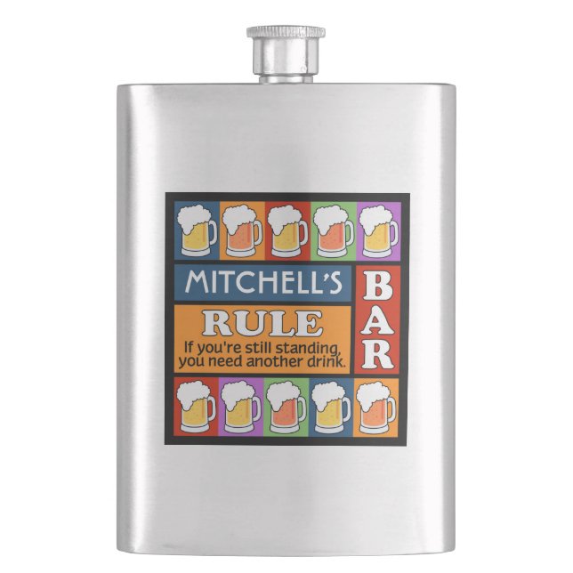 BEER Bar Pop Art CUSTOM NAME flask (Front)