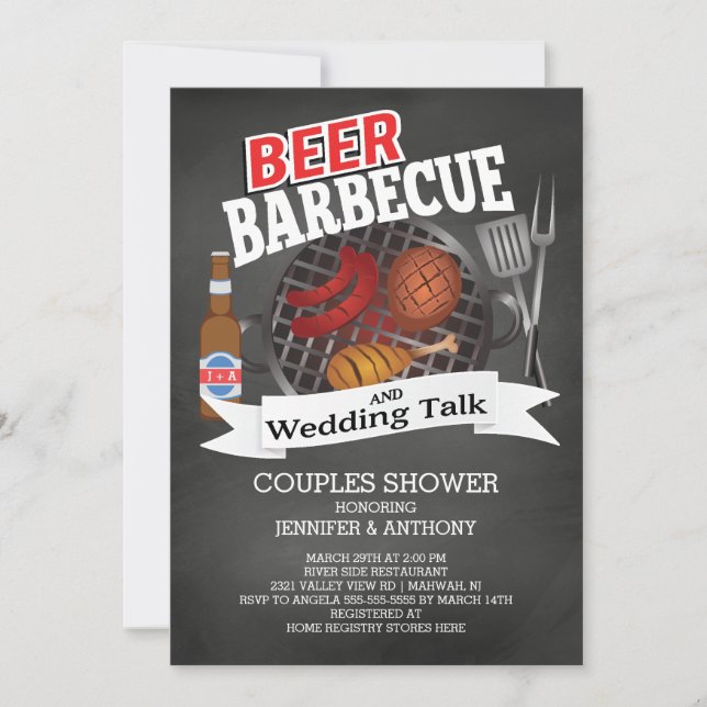 Beer Barbecue Wedding Talk Couples Shower Invitation (Front)