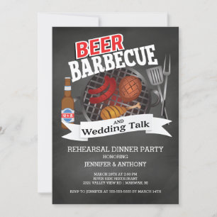 Beer Barbecue Wedding Talk Rehearsal Party Invitation