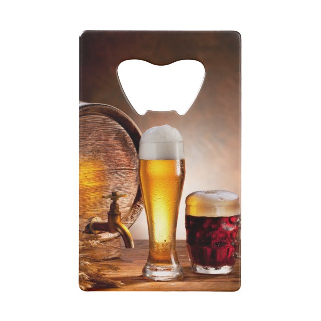 Beer barrel with beer glasses on a wooden table 2 (Front)