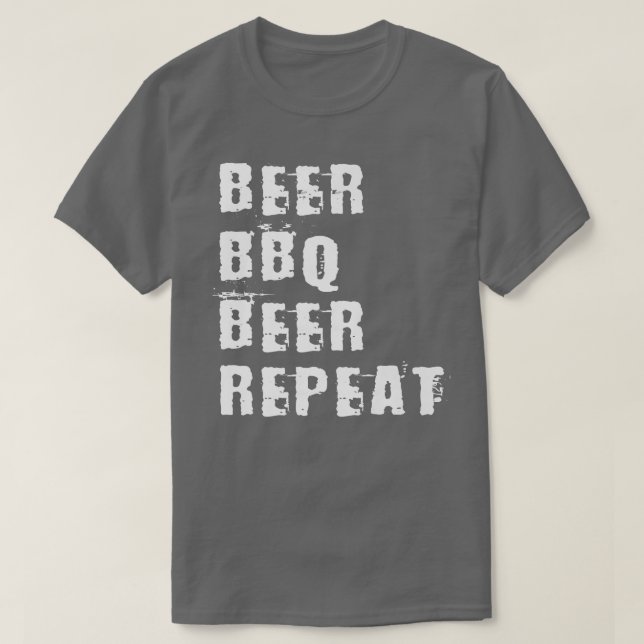 Beer BBQ Beer Repeat Grillmaster Grilling Meat  T-Shirt (Design Front)