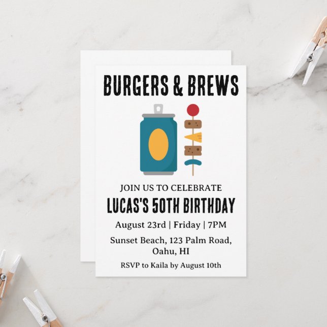 beer bbq birthday invitation (Front/Back In Situ)