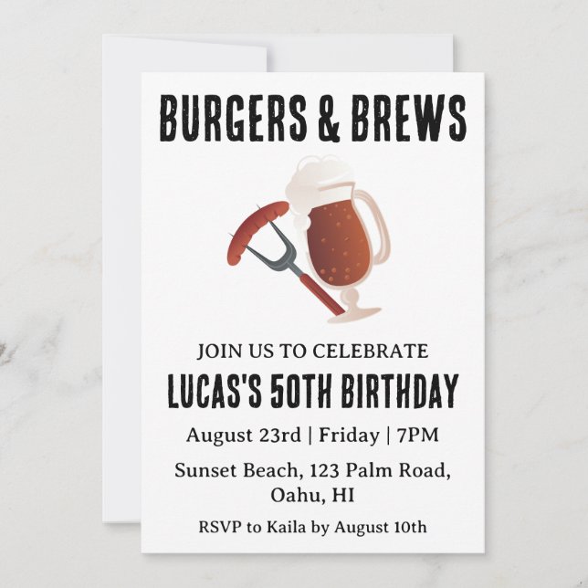 beer bbq birthday invitation (Front)