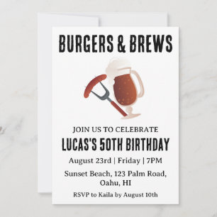 beer bbq birthday invitation
