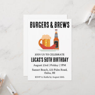 beer bbq birthday invitation