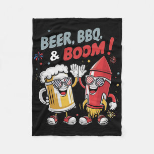 Beer Bbq Boom Funny Party Fleece Blanket