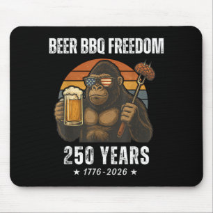 Beer BBQ Freedom Bigfoot US Flag Patriotic America Mouse Mat