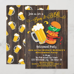 Beer & BBQ Retirement Party Invitation