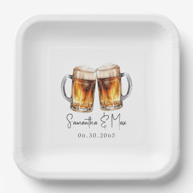 Beer & BBQ Wedding  Paper Plate (Front)