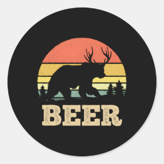 Beer Bear Deer Classic Round Sticker