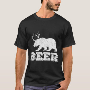 Beer Bear Deer Funny Hunting Vintage  T-Shirt