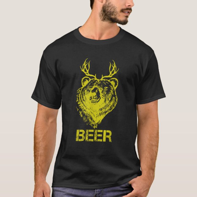 Beer Bear Deer Mix Funny T Shirt (Front)