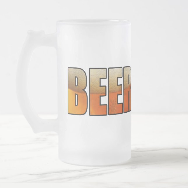 Beer, Beer lovers Frosted Glass Beer Mug (Left)