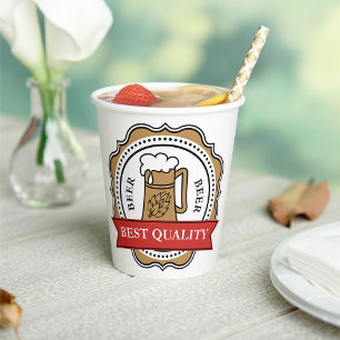Beer Best Quality Craft Brew Badge Paper Cups