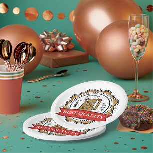 Beer Best Quality Craft Brew Badge Paper Plate