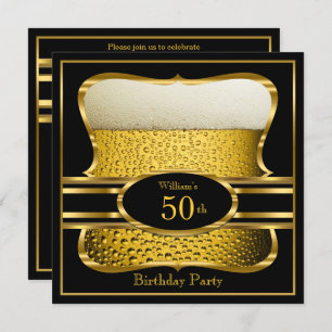 Beer Black Gold Birthday Party Invitation 2
