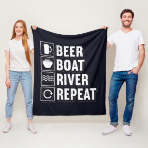 Beer Boat River and Drinking Beer Fleece Blanket