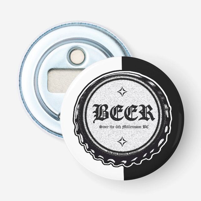 BEER - Bottle Cap Black and White Opener (Front)