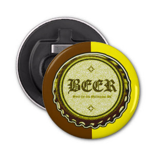 BEER - Bottle Cap Brown and Yellow Bottle Opener
