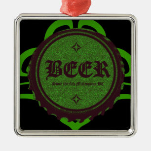 Beer Bottle Cap Green Metal Tree Decoration