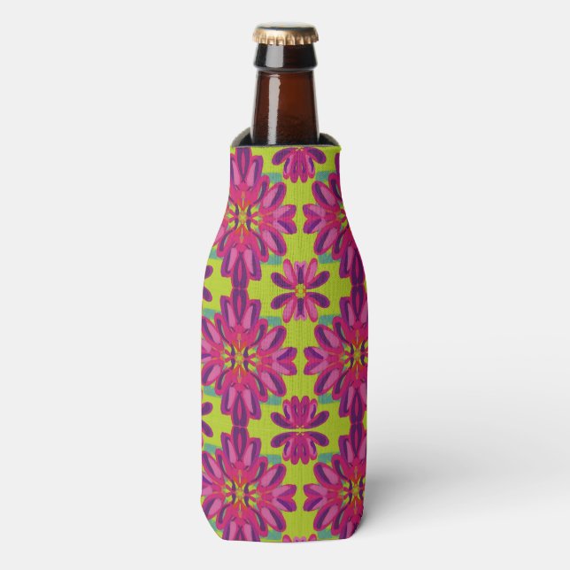 Beer bottle Cooler Flowers pattern art (Bottle Front)