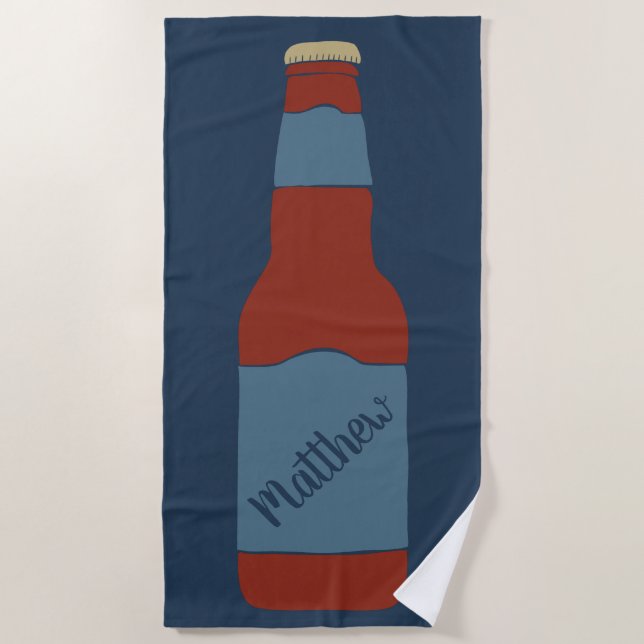 Beer Bottle Graphic Personalised Beach Towel (Front)